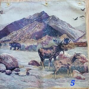 VTG 27x27 Tapestry Fabric Sample LaCrosse Furniture Co Country Wild Life Scene